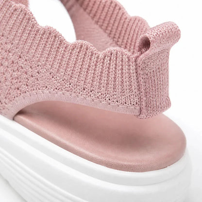 Aurelle – Knit Platform Sandals with Cushioned Sole and Slingback