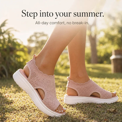 Aurelle – Knit Platform Sandals with Cushioned Sole and Slingback