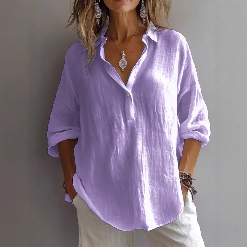 Women's Solid Color Pullover Shirt — Minimal, Elegant & Perfectly Versatile