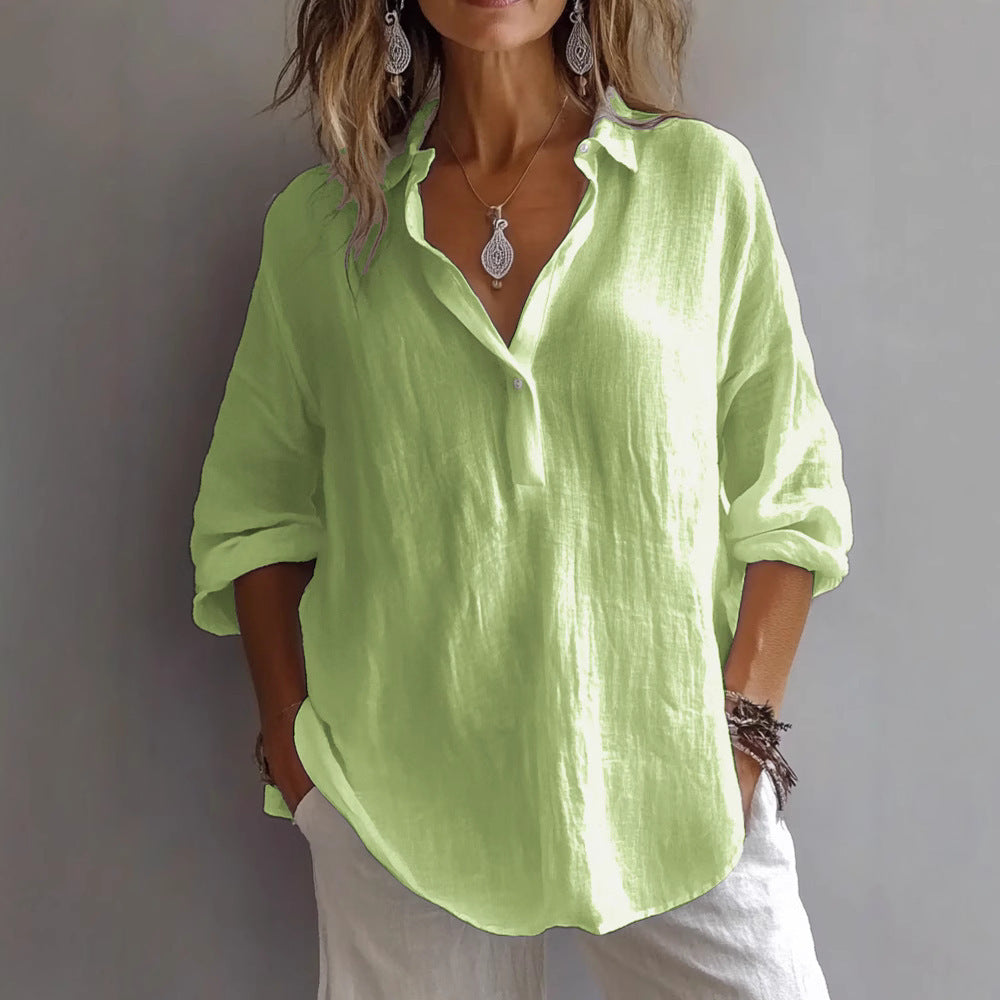 Women's Solid Color Pullover Shirt — Minimal, Elegant & Perfectly Versatile