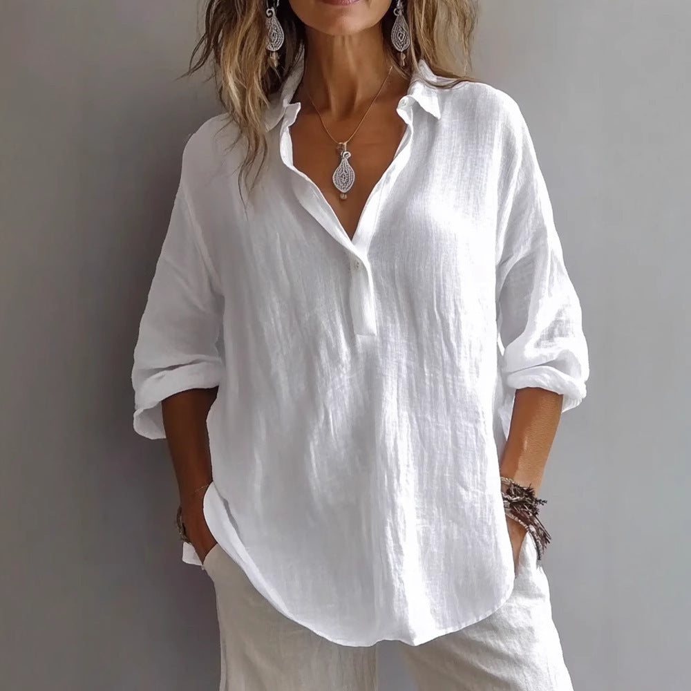 Women's Solid Color Pullover Shirt — Minimal, Elegant & Perfectly Versatile