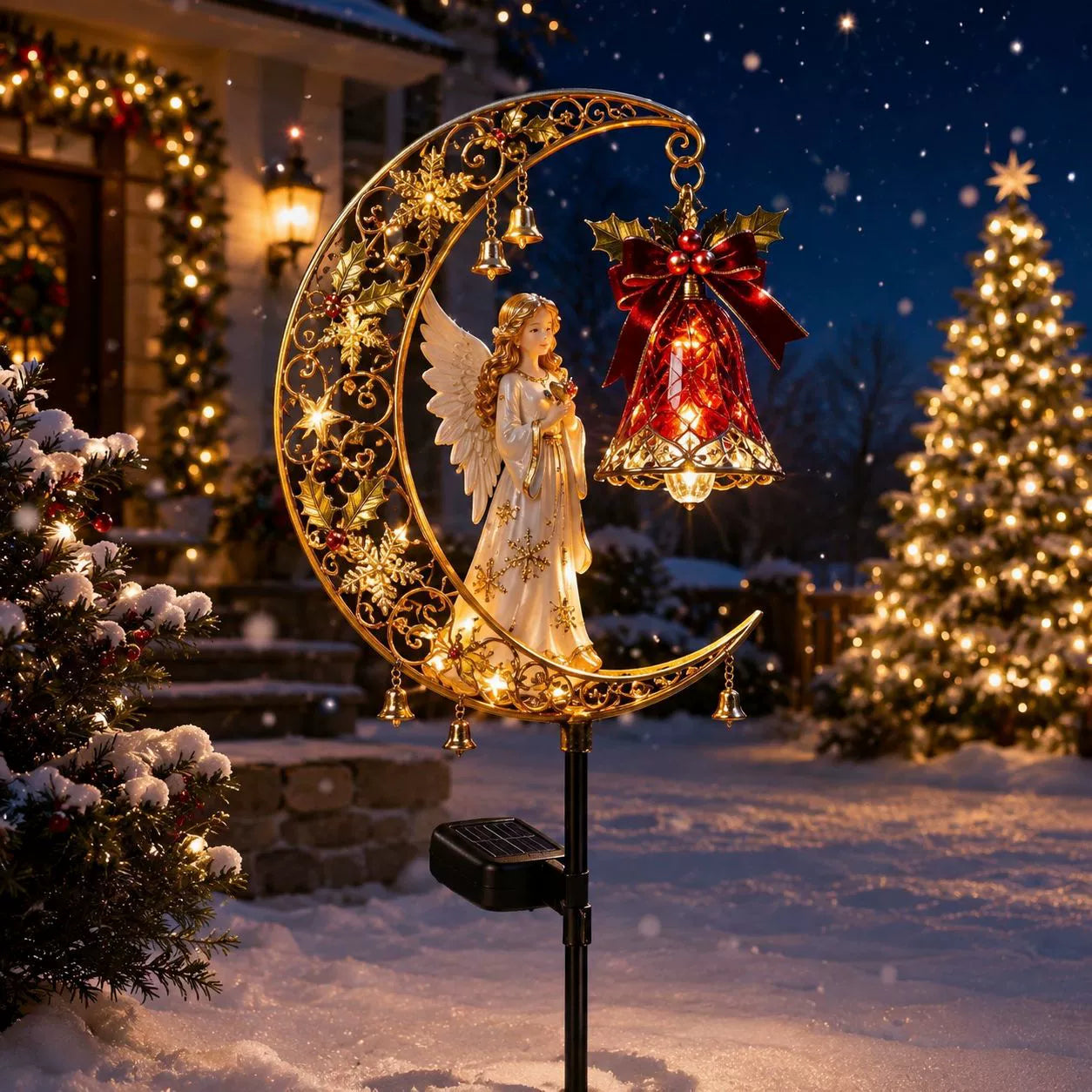 Heavenly Angel Christmas Crescent Solar Garden Light