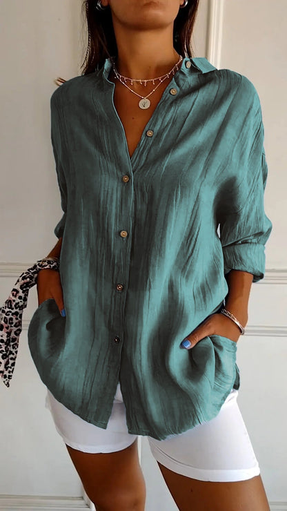 Single-breasted Pleated Lapel Shirt