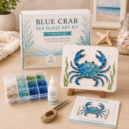 🐋🌊 DIY Sea Glass Mosaic Art Kit – Create Beautiful Ocean-Inspired Artwork with Colorful Glass Pieces