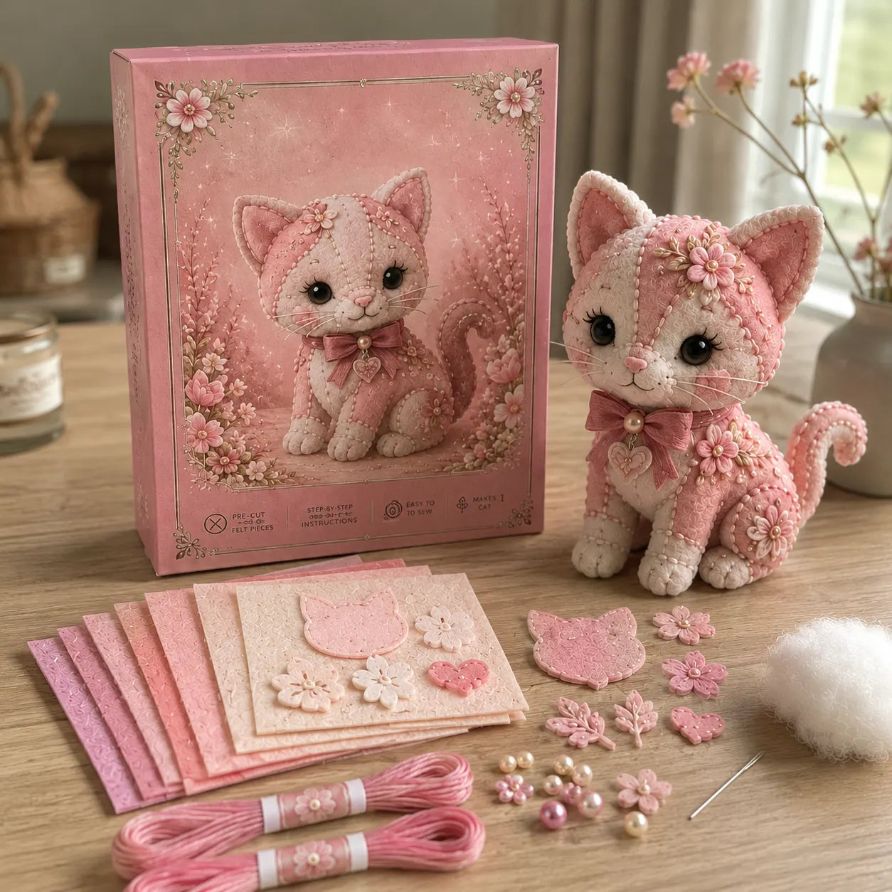 💗Pink Woodland Friends DIY Felt Sewing Kit – Make Your Own Cute Animal
