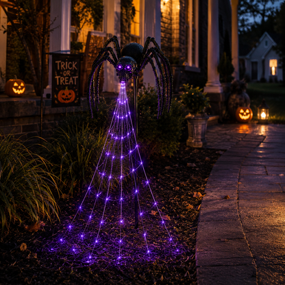 🕷️ Skull Spider Web Spinner Solar Garden Light