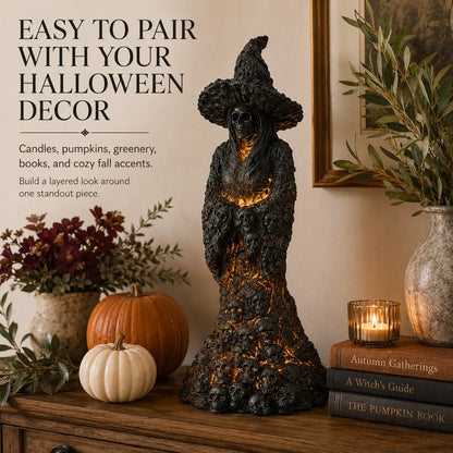 🎃Glowing Skull Witch Halloween Statue | Cozy Spooky Indoor Decor