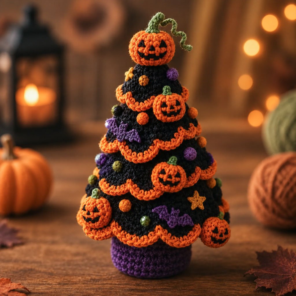 🎃Halloween Tree DIY Crochet Kit | All-In-One Kit for a Layered 7-Inch Spooky Tabletop Decoration 🧶👻✨