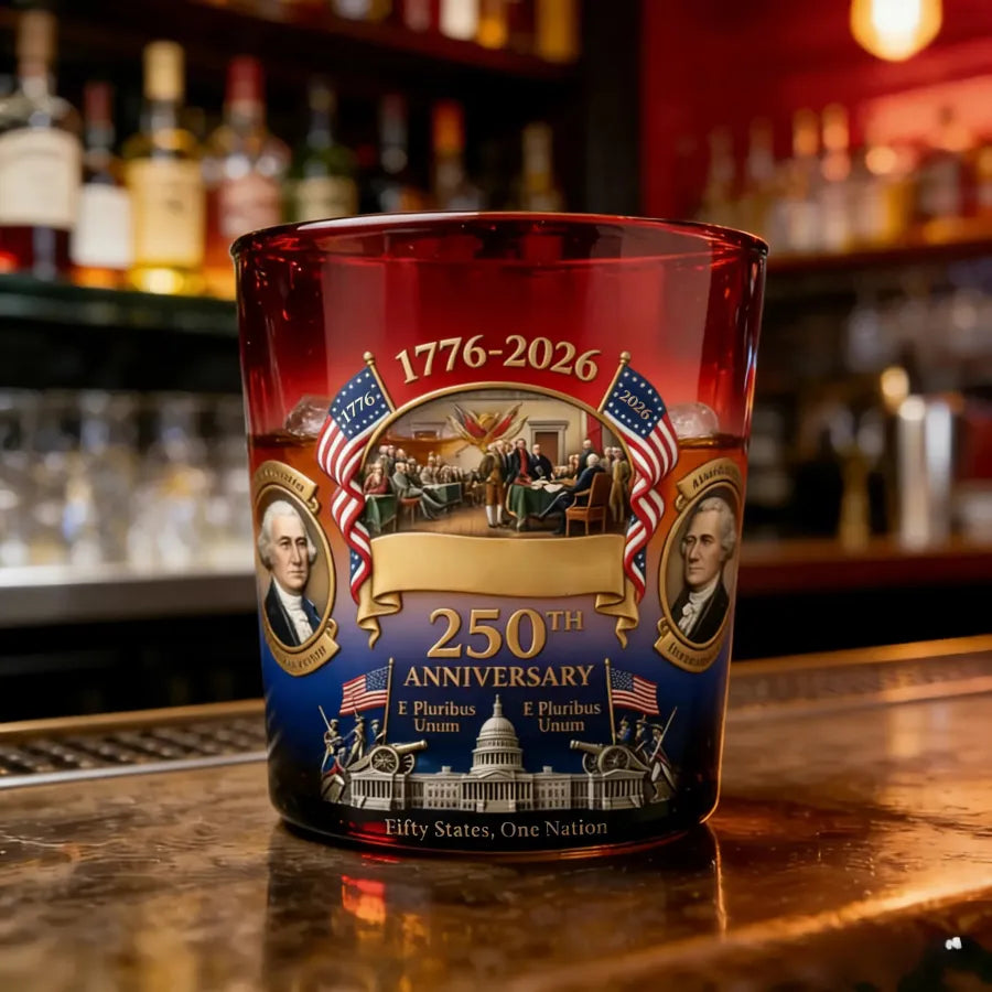 🥃 America 250th Anniversary Heritage Whiskey Glass (1776–2026)