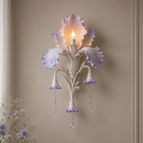Enchanted Iris Bloom Wall Sconce