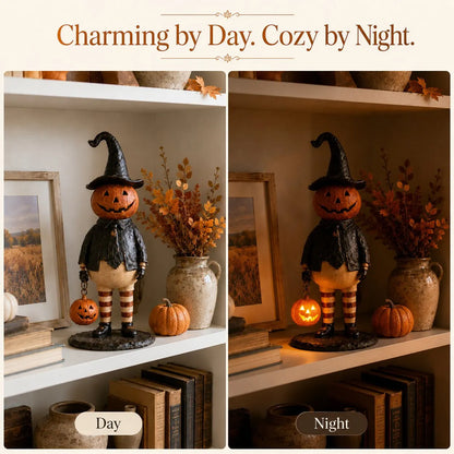 🎃Halloween Pumpkin Head Figurine with Lighted Handheld Pumpkin Lantern