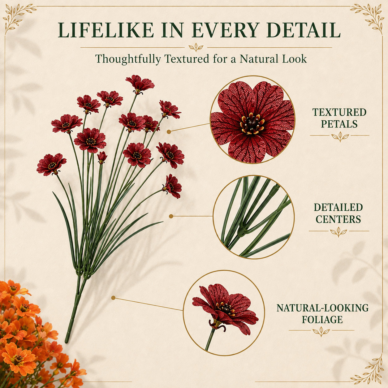 Artificial  Fall Flowers Faux Mums for Outdoor Planters