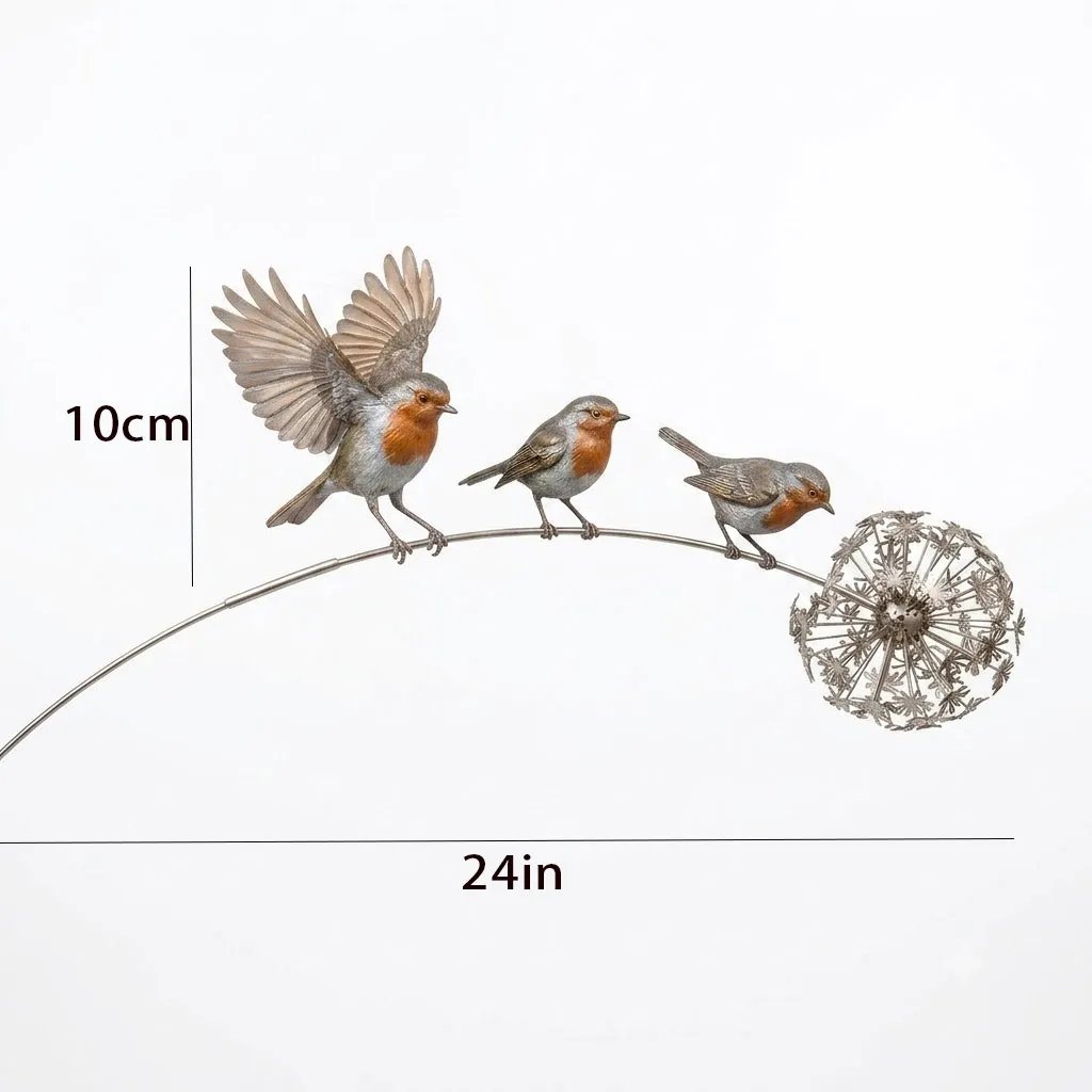 🕊️ Kinetic Robin Garden Stake – Memorial Wind Sculpture for Outdoor Decor
