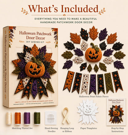 💥DIY Quilted Halloween Pumpkin Door Hanger Kit (✨Beginner-Friendly)