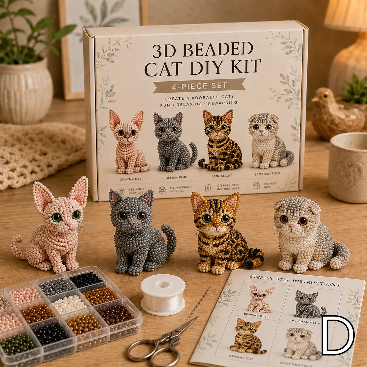 🐱 Create 4 Adorable Beaded Cats Yourself