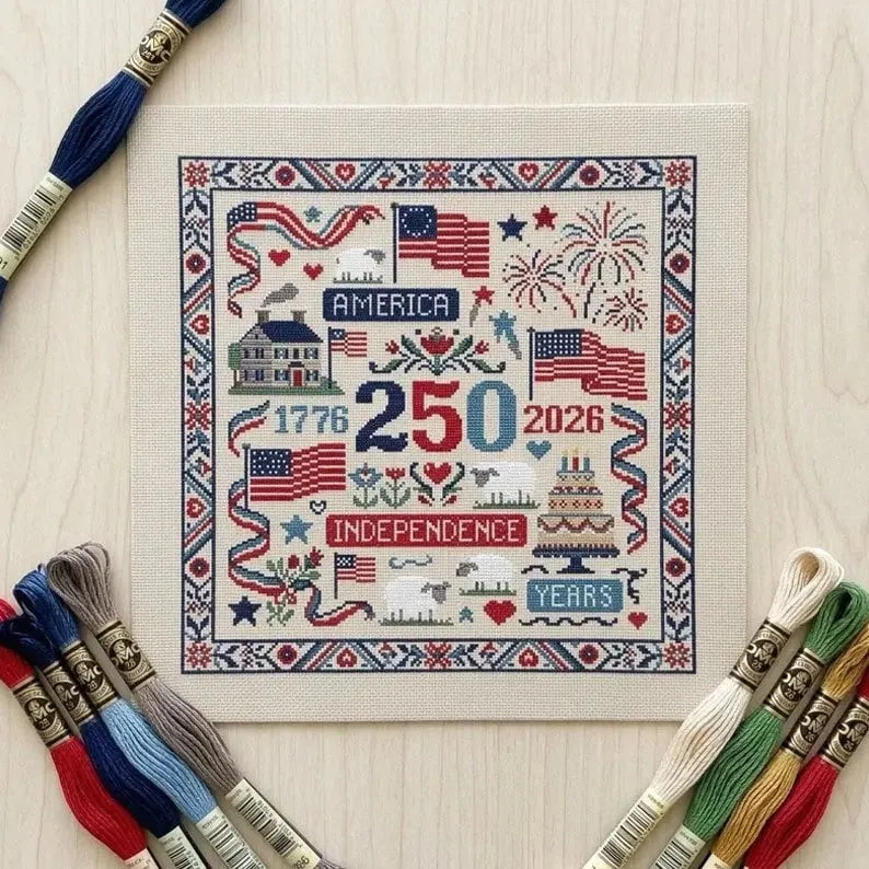 🔥HOT SALE 49% OFF✨🦅🇺🇸 America 250 Years Independence Day Cross Stitch Diy Kit🧵