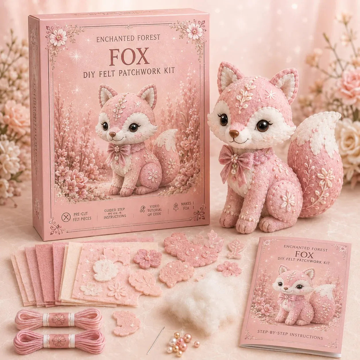 💗Pink Woodland Friends DIY Felt Sewing Kit – Make Your Own Cute Animal