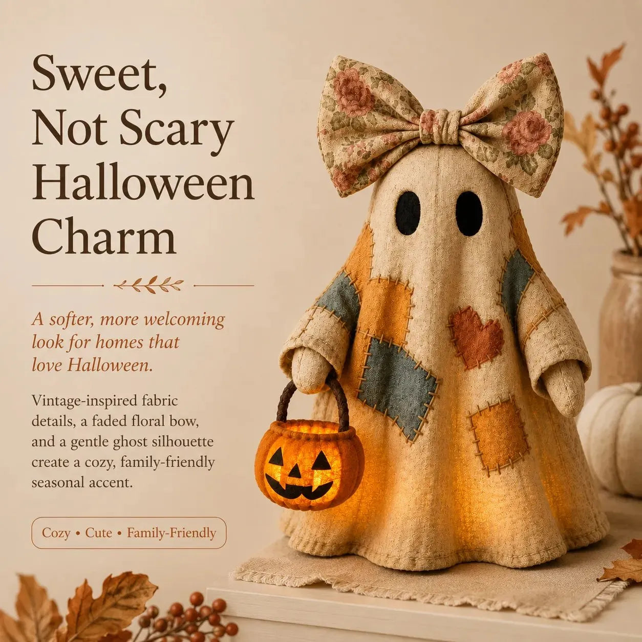 🎃Lighted Vintage Patchwork Ghost