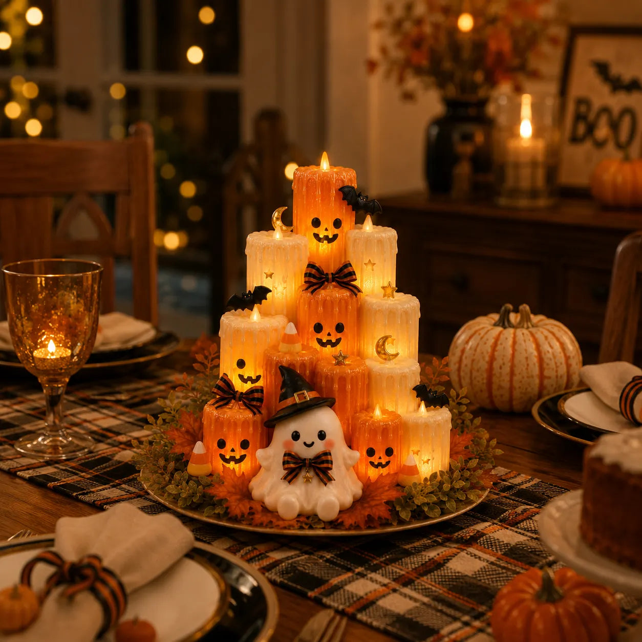 Cozy Lighted Halloween Ghost Centerpiece