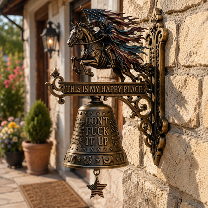 "This Is My Happy Place Don't Fcuk It Up" – USA 250th Anniversary Patriotic Rider Wall Bell