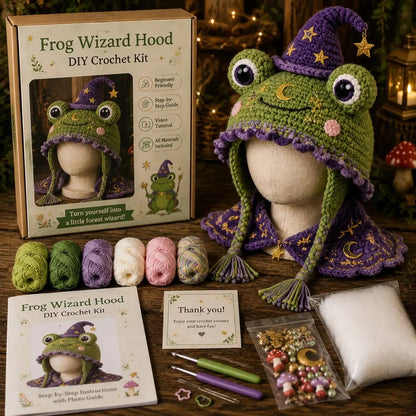 🧵Fantasy Hood Hat DIY Crochet Kit – Create Your Own Magical Wearable Character Hat