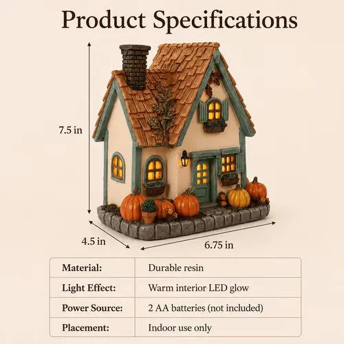 🔥Exclusive Limited Item🍂Vintage Light Up Pumpkin Cottage Halloween Ornament