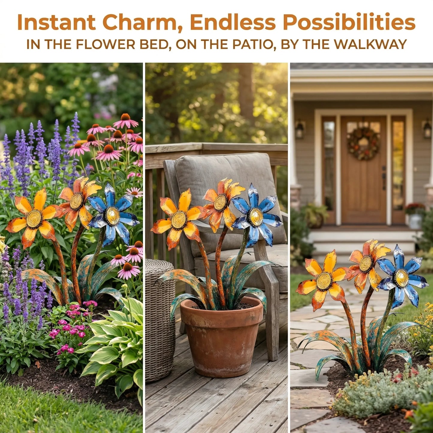 🌼2026 Mother's Day Gifts 50% Off--💖🎁Handcrafted Rustic Metal Flower Garden Stakes