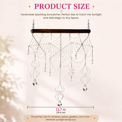 🕷️ Handmade 3D Crystal Spiderweb Suncatcher | Ready-to-Hang Window Decor