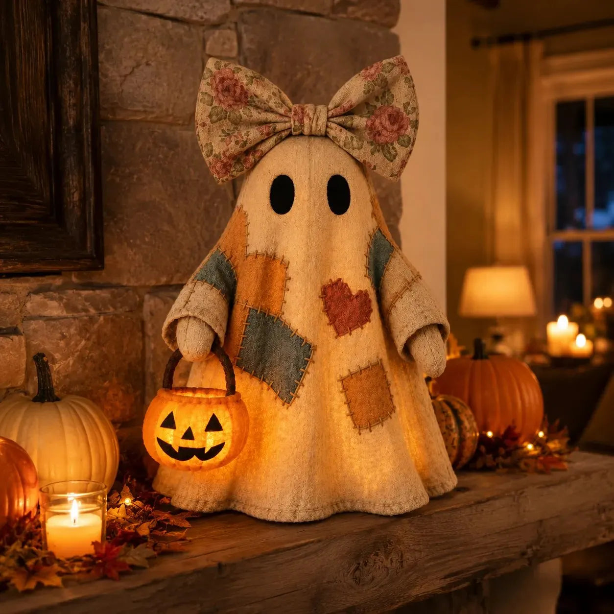 🎃Lighted Vintage Patchwork Ghost