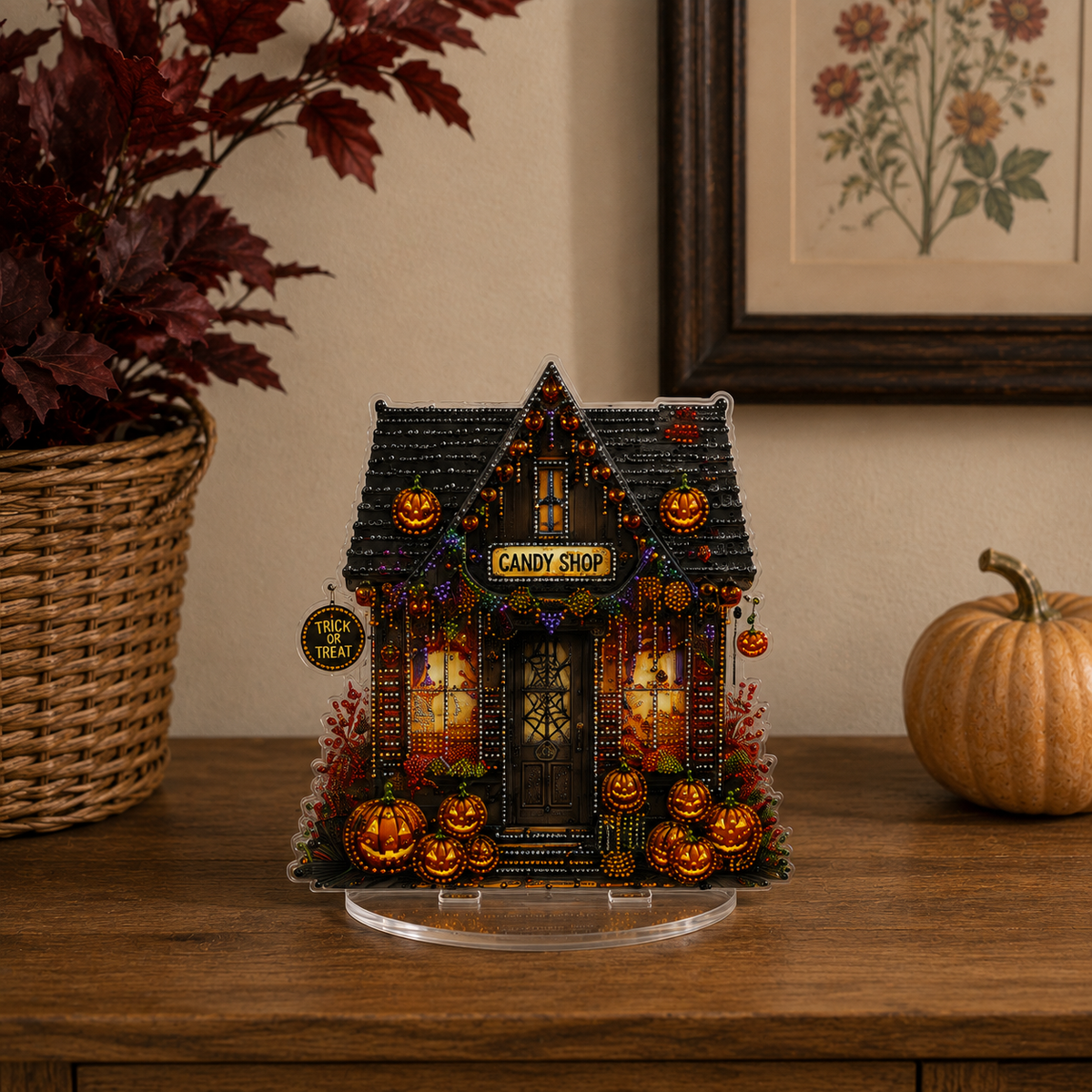 Completed candy shop on acrylic base