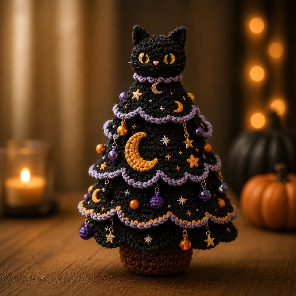 🎃Halloween Tree DIY Crochet Kit | All-In-One Kit for a Layered 7-Inch Spooky Tabletop Decoration 🧶👻✨