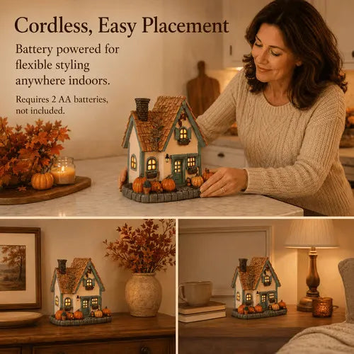 🔥Exclusive Limited Item🍂Vintage Light Up Pumpkin Cottage Halloween Ornament