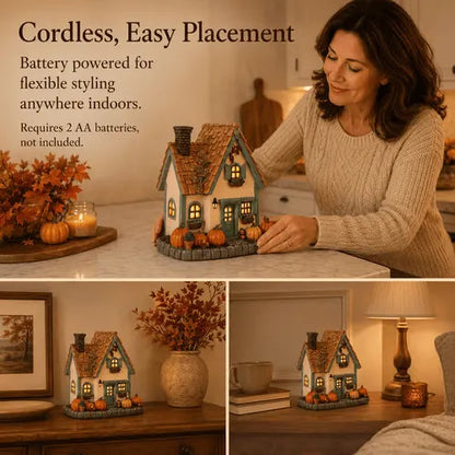 🔥Exclusive Limited Item🍂Vintage Light Up Pumpkin Cottage Halloween Ornament