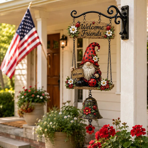 🔥Limited time 50% OFF – Rustic Garden Gnome Bell Outdoor Decor 🐞🌼