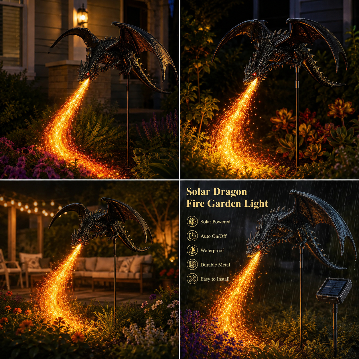 2027 Fellime®Dragon’s Ember Solar Garden Decor