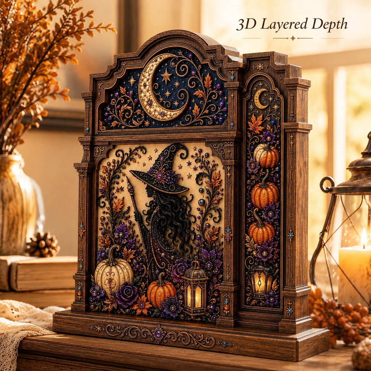✨ Mystical Moonlit Witch Tabletop Decor