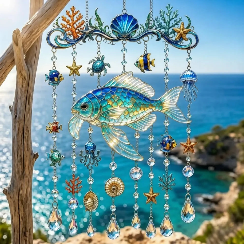 🐋 Ocean-Themed Crystal Wind Chime – Bring the Ocean Glow to Your Garden (📦Buy 2 Free Shipping)
