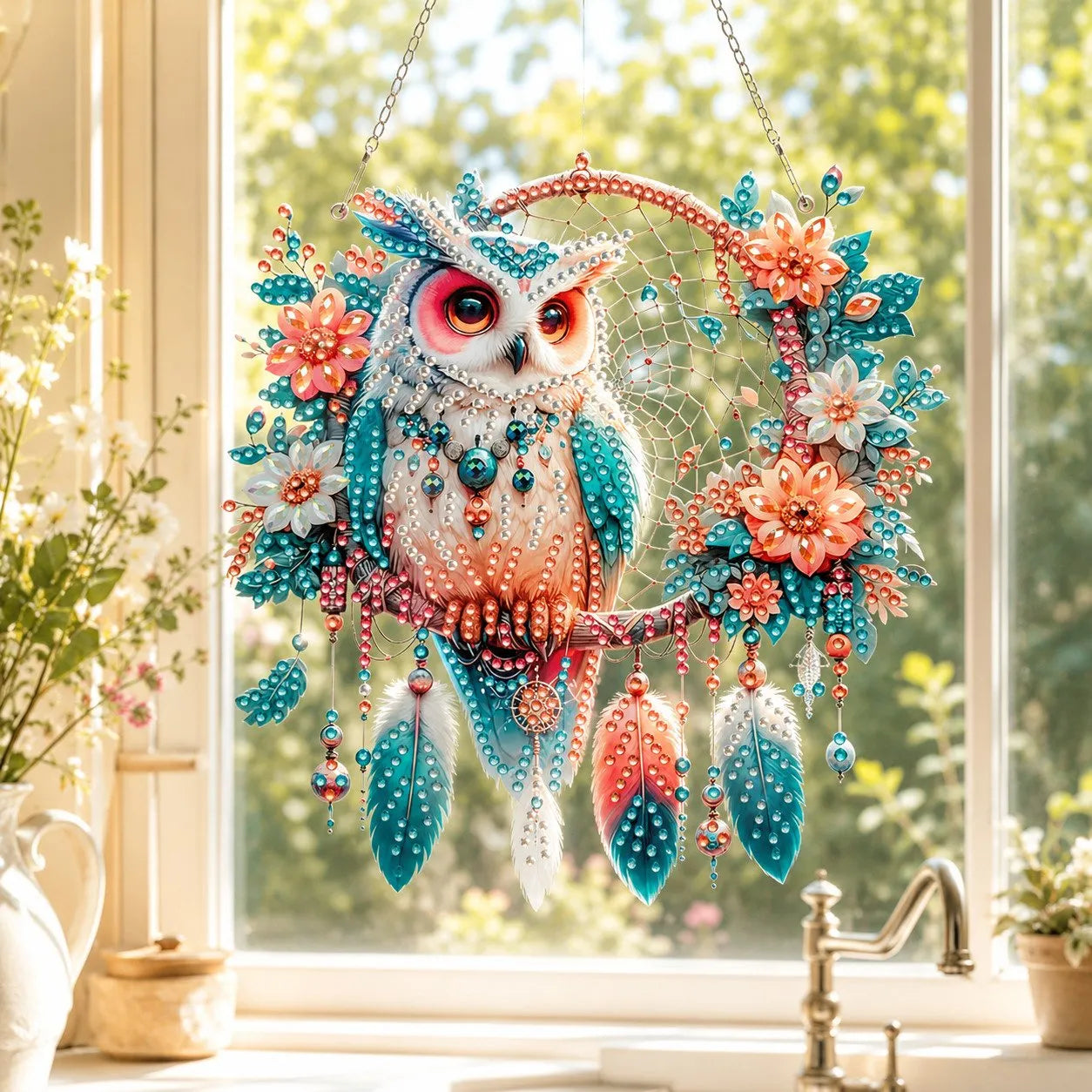 💥LAST DAY 49% OFF - Hummingbird Diamond Art Hanging Ornament Kit – Sparkling DIY Window Ornament 🐦✨