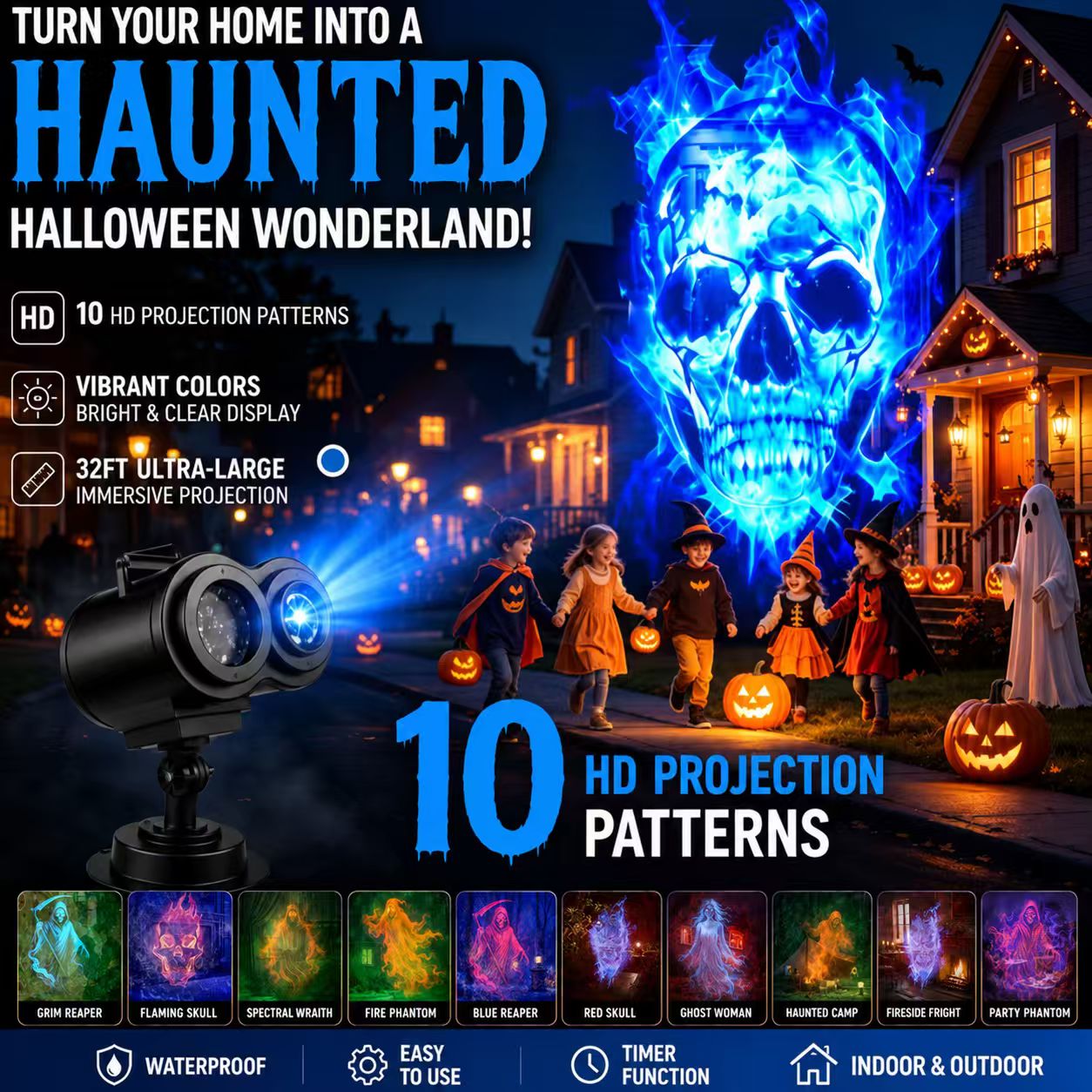 🎃32FT HD Halloween Projector | That Disappoint Your Halloween Party | 10 Unique HD Projection Patterns