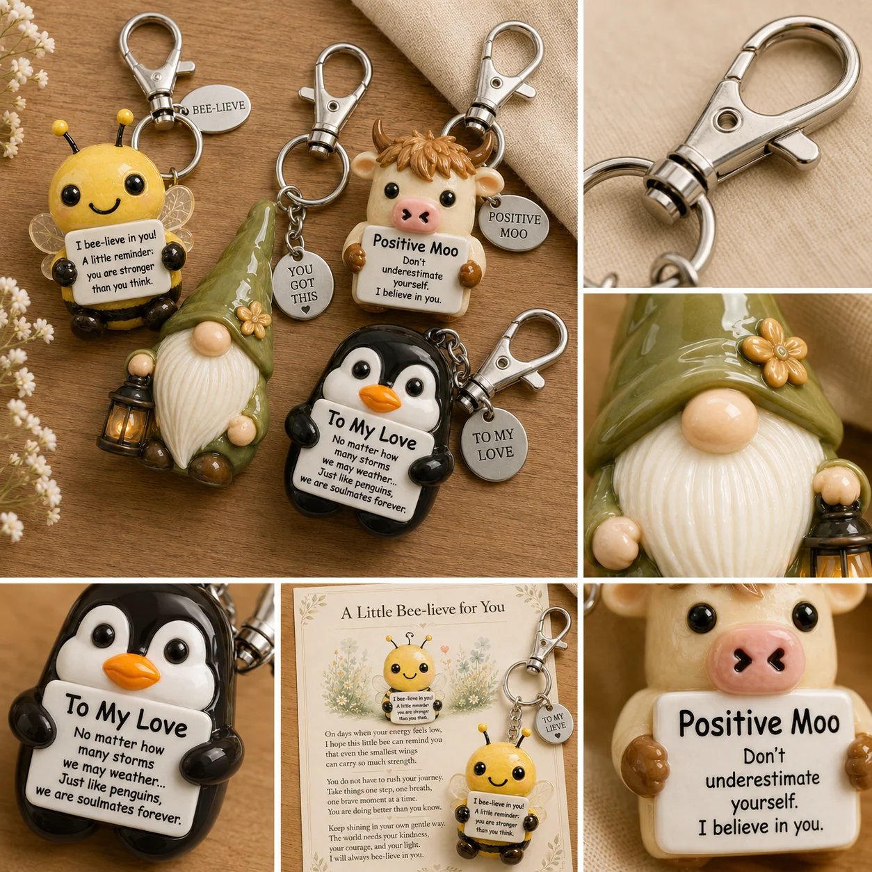💖 Positive Reminder Keychains – Small Words, Big Comfort