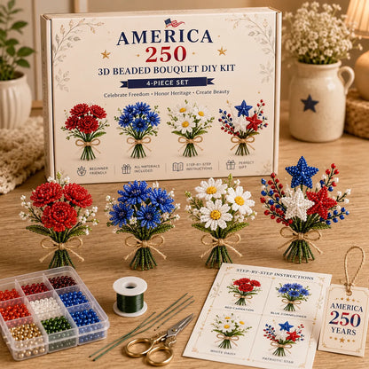 America 250 Beaded Bouquet DIY Kit – Limited Edition Patriotic Craft Collection