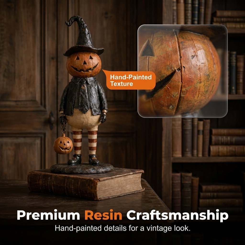 🎃 Pumpkin Witch Lantern Halloween Statue