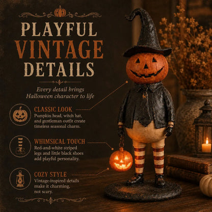 🎃Halloween Pumpkin Head Figurine with Lighted Handheld Pumpkin Lantern