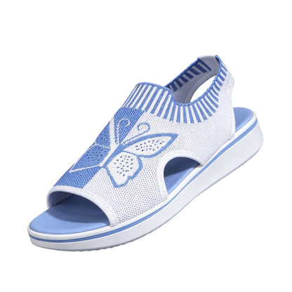 Norvail Woven Butterfly Cutout Toe Sandals ,Casual Breathable Butterfly Slip On Platform Sneaker Sandals, Thick Sole Peep Toe Summer Walking Casual Beach Sandals, Vacation Shoes for Women Summer