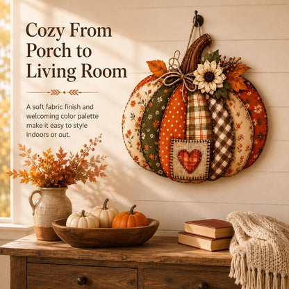 🍂🎃Autumn Retro Patchwork Pumpkin Door Hanging with Lights