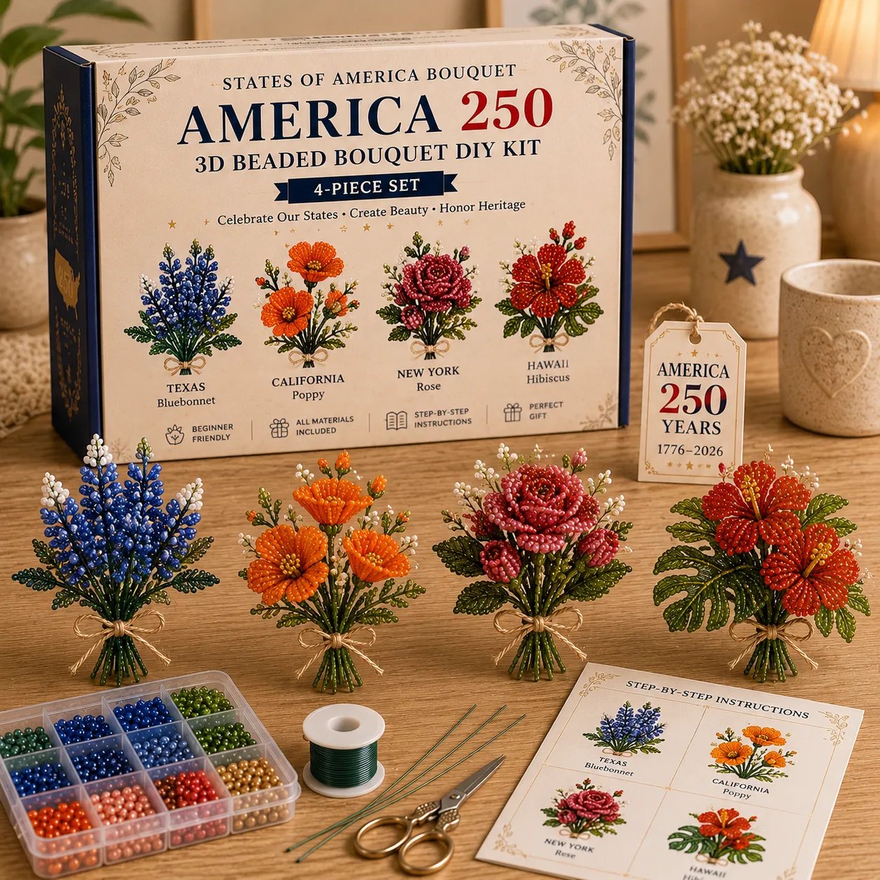 America 250 Beaded Bouquet DIY Kit