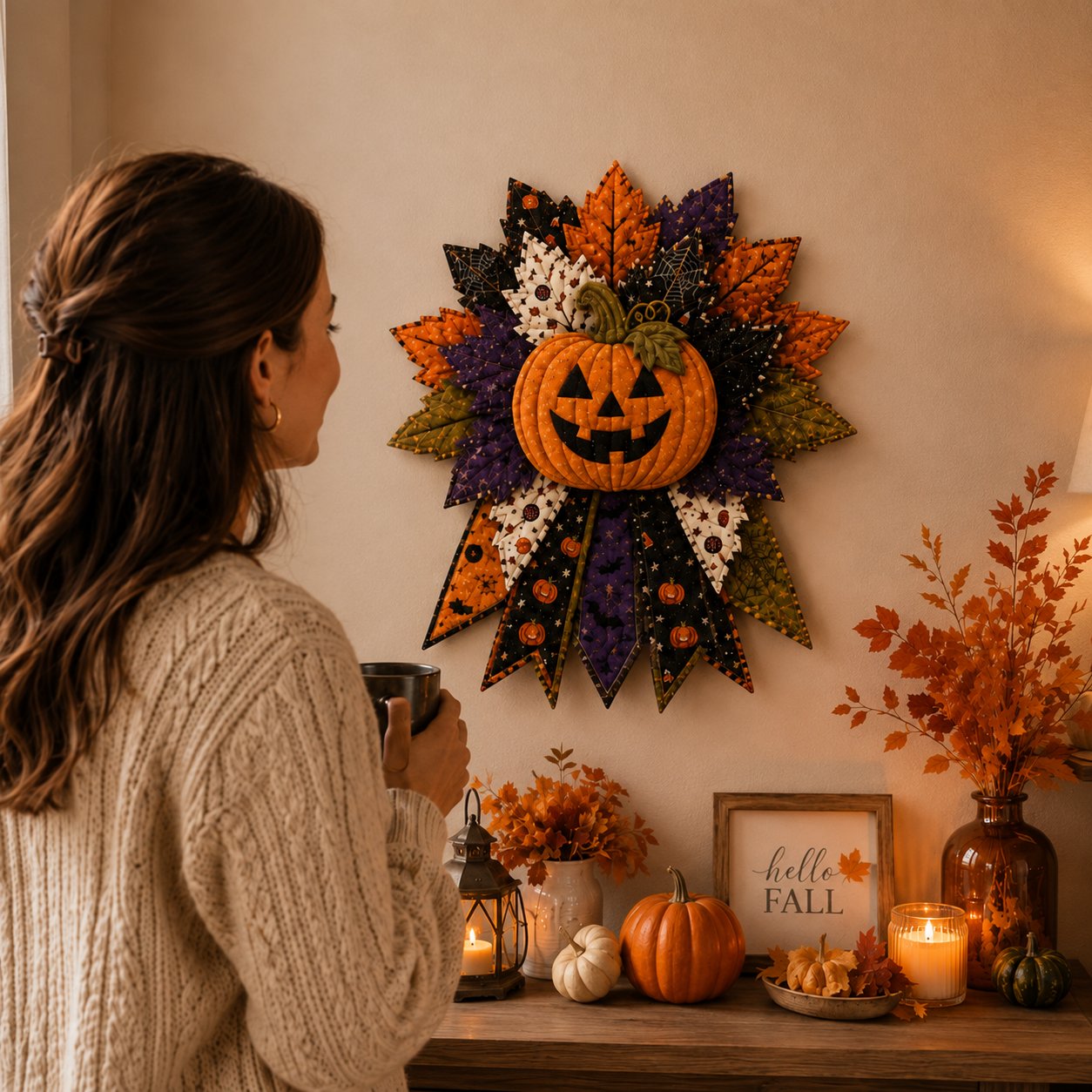 💥DIY Quilted Halloween Pumpkin Door Hanger Kit (✨Beginner-Friendly)