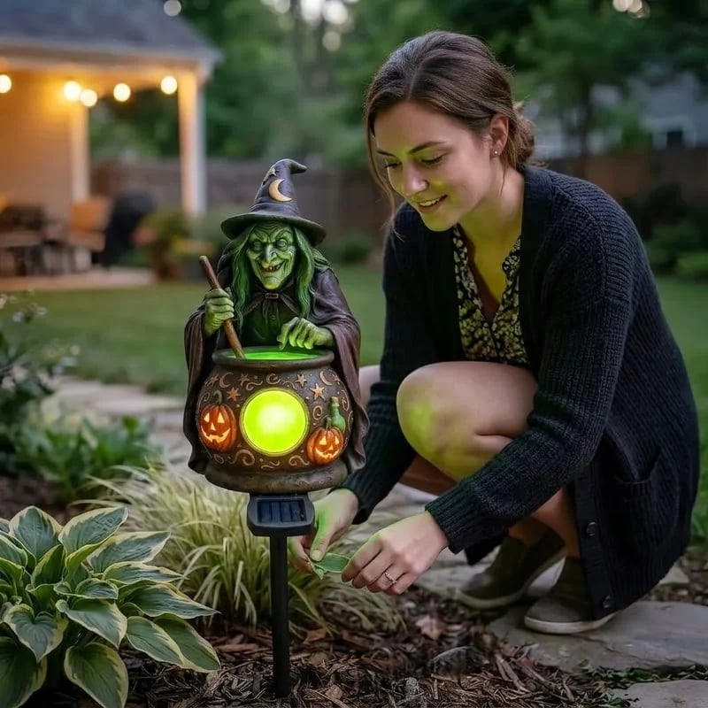 💥🏆Halloween Solar Witch Cauldron Garden Stake Light