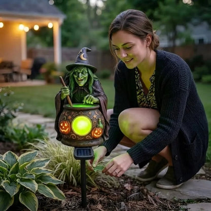💥🏆Halloween Solar Witch Cauldron Garden Stake Light