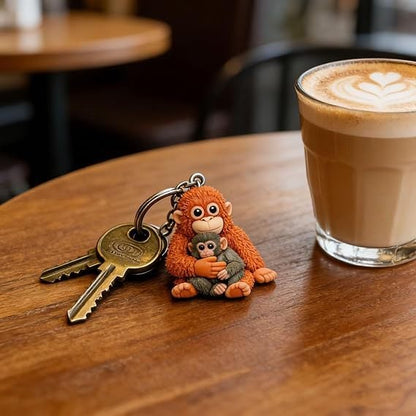 🐵💕Viral Punch Monkey Hugging Monkey Keychain - Emotional Gift for Animal Lovers, Family, Friends, Loved Ones🎁